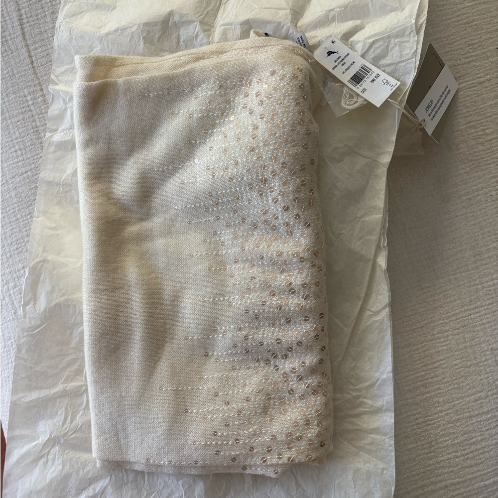 Tommy Bahama Serena Cascading Sequin Wrap in French Cream New with Tags